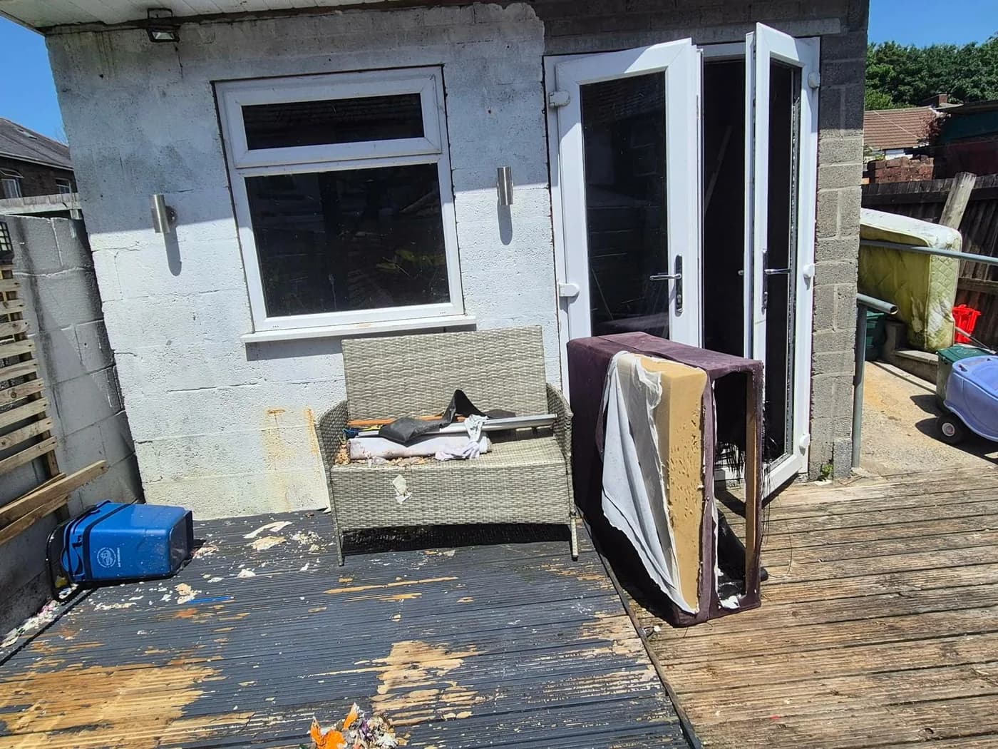 An outbuilding cleared during a property clearance in Neath