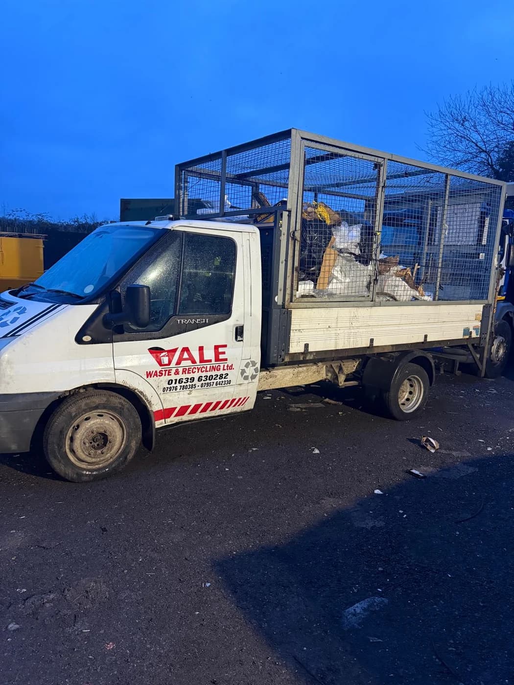 A tipper truck loaded with collected commercial waste in Neath Port Talbot