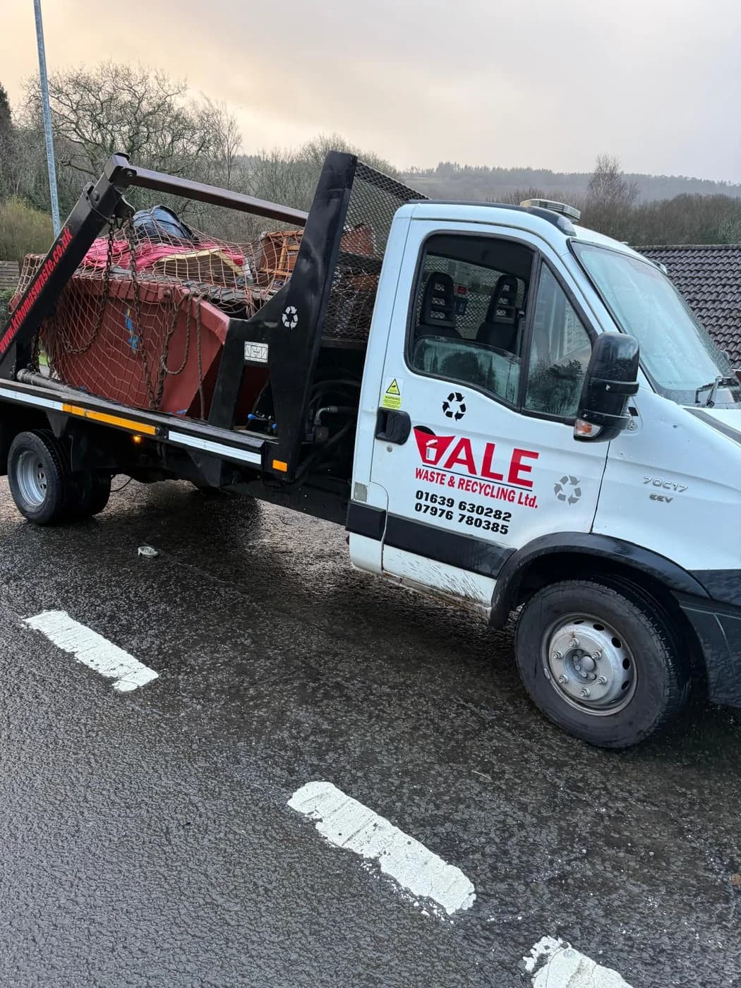 A loaded tipper truck ready to leave a site in Neath Port Talbot